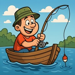 Fishing in a boat