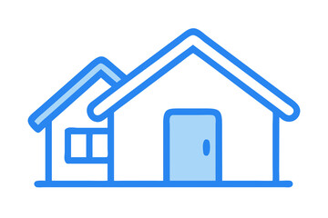 Minimalist Home Icon Blue Line Art House Illustration