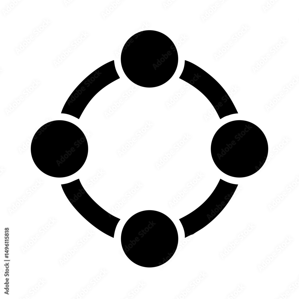 Poster circular connection diagram black and white network node link system process flow graphic design