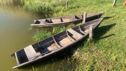 Old Boats in Village Scene