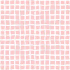 Seamless Pink Grid With Wavy Distorted Squares Abstract Vector Background Textile Print Wrapping Paper
