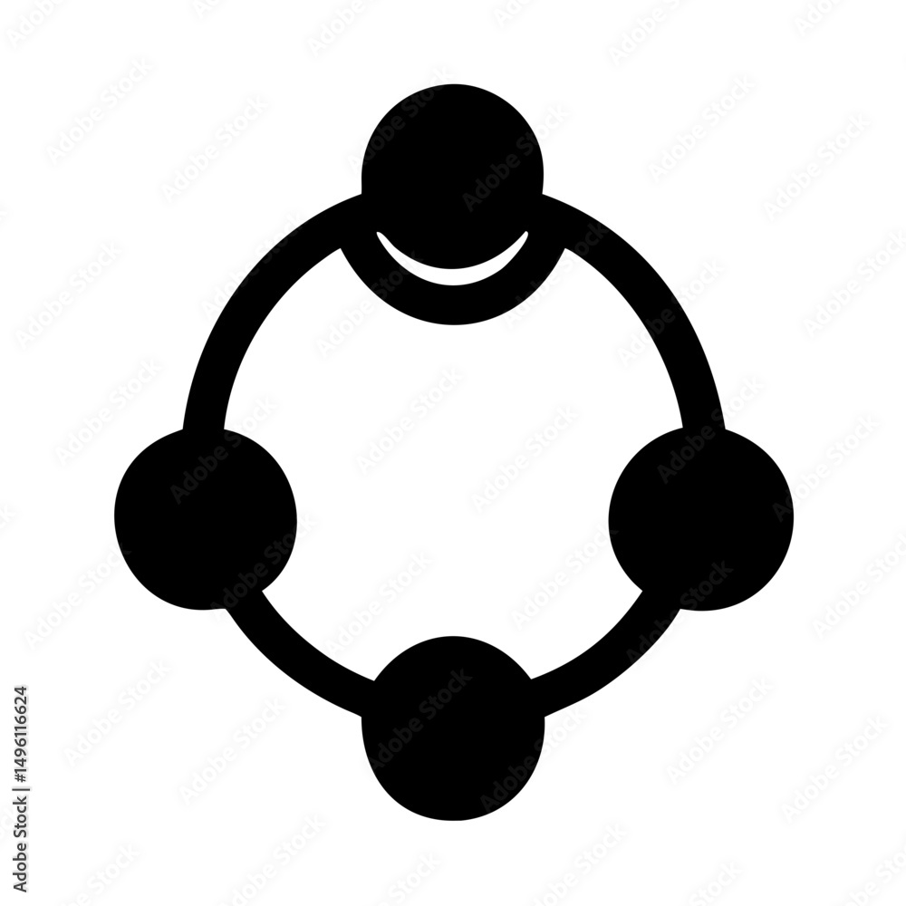 Poster connection network diagram with circular nodes and links for social media and data flow
