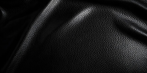Fototapeta premium Shiny black leather surface with fine texture, background, abstract, texture
