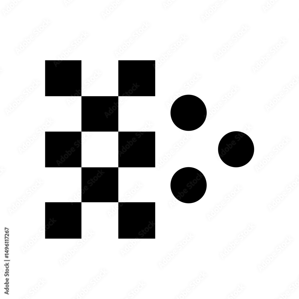 Poster abstract black and white checkerboard pattern with three circles graphic design element vector