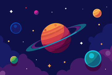 Naklejka premium celestial realm with planets and stars 4k vector illustration background