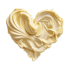 Heart shape made of butter isolated on a transparent background