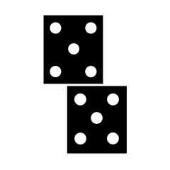 Isolated black and white dice with five and six pips for games of chance and gambling fun