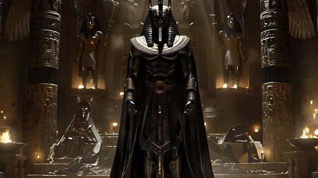 Epic Anubis God Statue in Ancient Egyptian Temple &ndash; 4K Cinematic