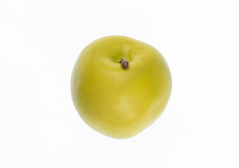 artificial plastic green apples isolated on white background