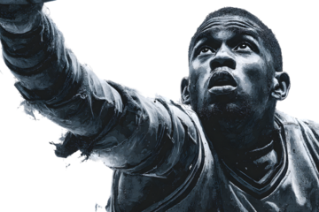 Dramatic Monochromatic Portrait of Athlete in Action