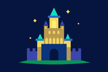 Fototapeta premium the glowing fortress of dreams vector illustration background