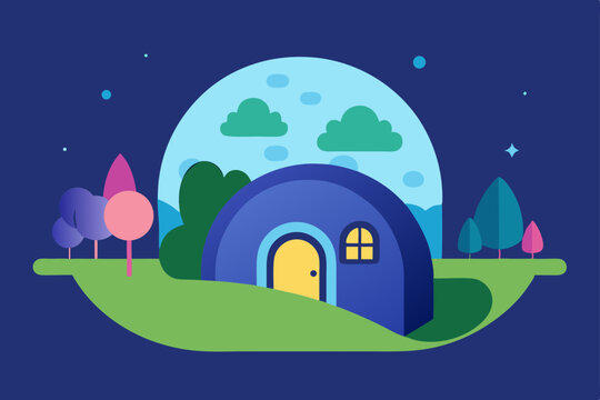 Whimsical hollow where dreams rest tranquil mystical refuge vector illustration background