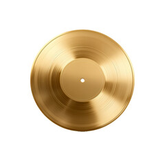 Golden vinyl record shining with smooth circular grooves and central label visible