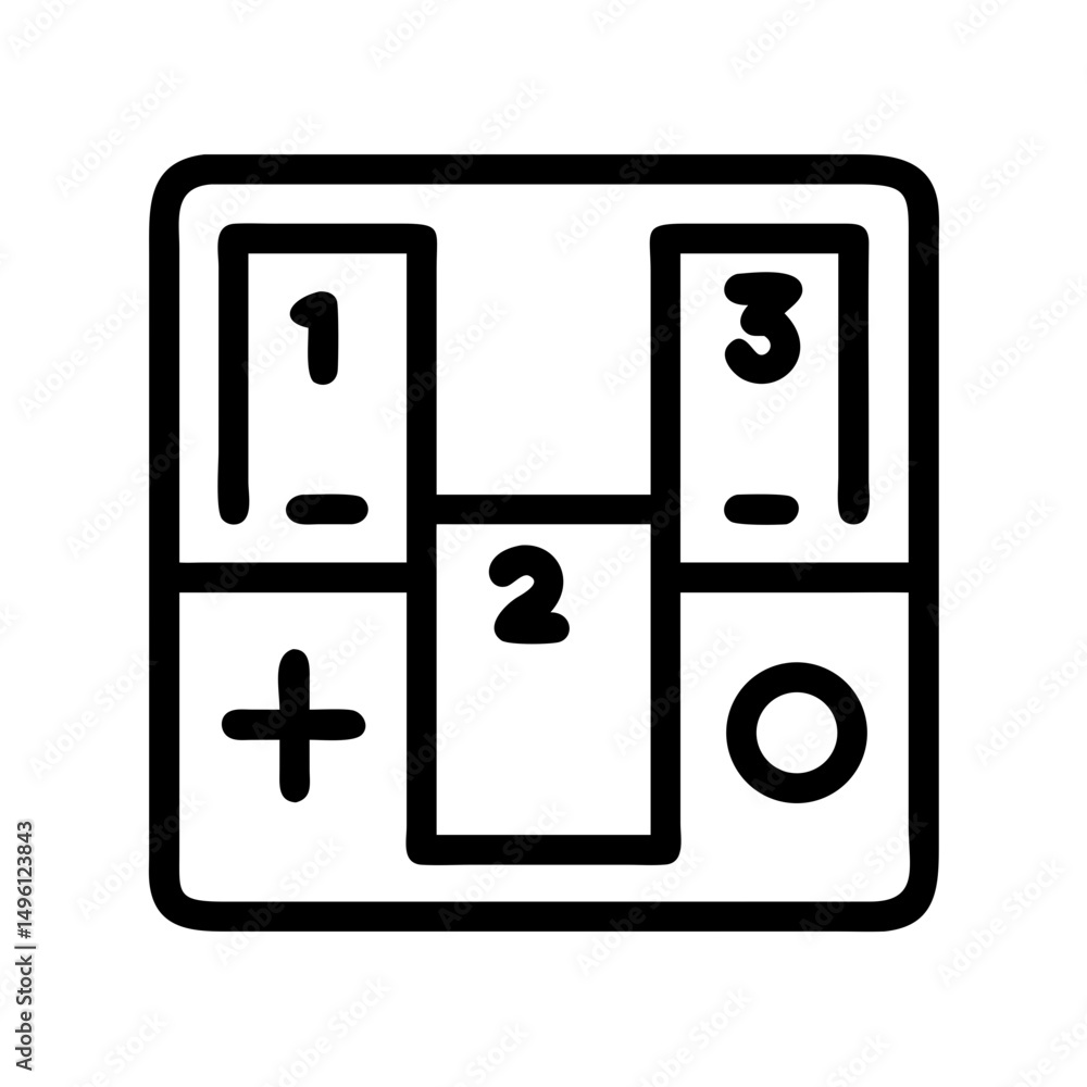 Poster calculator icon design for mathematical operations and accounting tools with numbers and symbols