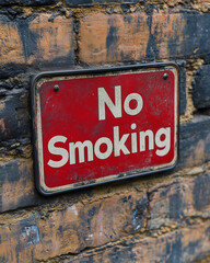No smoking sign on old brick wall background