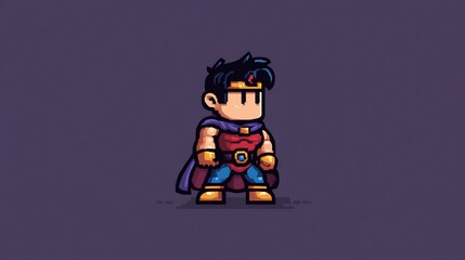Pixelated Warrior Character Design Illustration for Game Development and Animation
