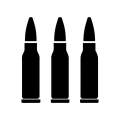 Three black bullets vector illustration ammunition firearm cartridge weapon danger shot war