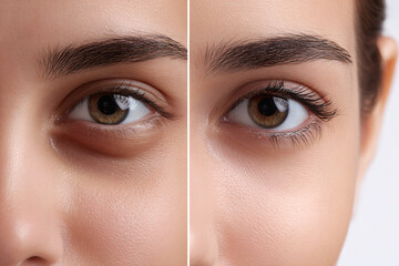 Fototapeta premium Expressive Young Eyes Close-Up Split Image