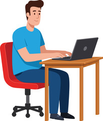 People Working on Computers Illustration cartoon use laptops and desktops. vector Clipart 