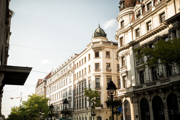 Fototapeta premium Knez mihailova street showing traditional architecture in Belgrade, Serbia