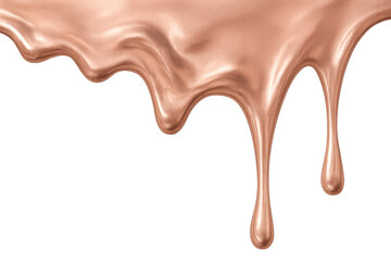 Flowing rose gold paint dripping down with transparent background, ideal for luxury and beauty concepts