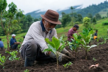 Fototapeta premium Dedicated Farmers Cultivating a Sustainable Future
