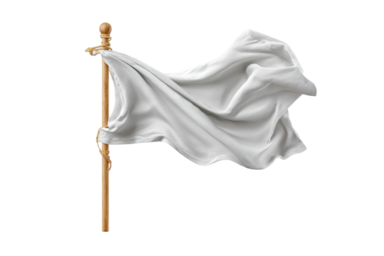PNG Flowing white flag on wooden pole against black background