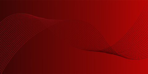 Abstract red gradient background with glowing wave. Shiny moving lines design element. Elegant flowing wave lines. Modern futuristic concept. Vector illustration
