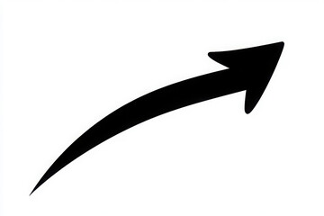 Black curved arrow icon in flat style, isolated on a white background. Ideal for web design, apps, logos, and UI, symbolizing direction or movement.
