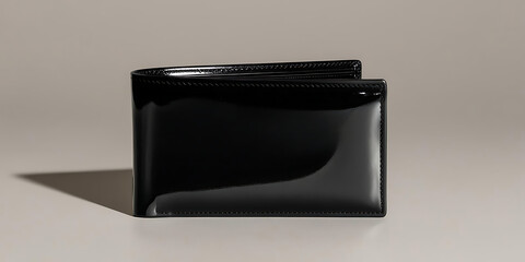 Glossy Black Wallet Showcasing Modern Minimalism

