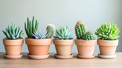Obraz premium A collection of diverse succulent plants in terracotta pots.