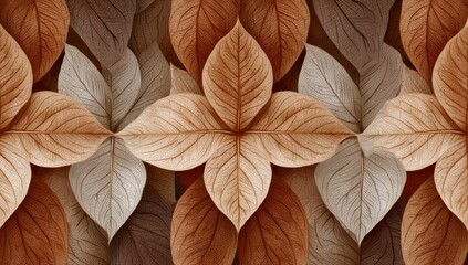 Fototapeta premium Brown Beige Orange Autumn Leaves Seamless Pattern Texture