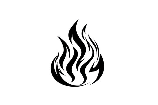 PNG Intricate black flame symbol with stylized flames on white background