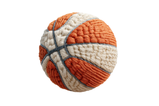 PNG Knitted basketball design with orange and white yarn textures
