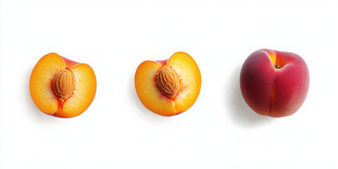 Apricot halves isolated on a white background.