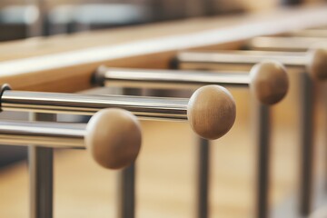 Detailed close up of a modern ballet barre station