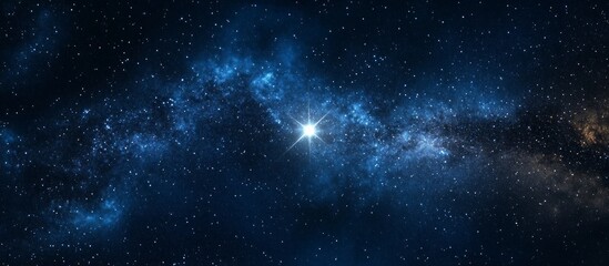 Fototapeta premium Dark Blue Nebula with Bright Star in Space