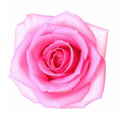 Pink Rose with Water Drops Isolated on White Background