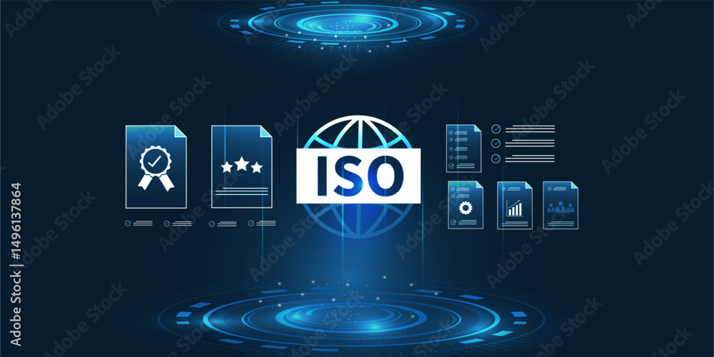 Poster ai technology help digital iso certification and compliance management system, to business focusing 