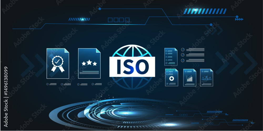 Poster ai technology help digital iso certification and compliance management system, to business focusing 