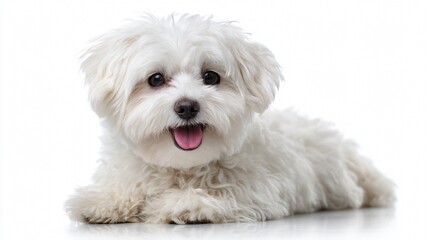 Smiling Maltese Bichon Dog Poses for Camera in Lovely Setting