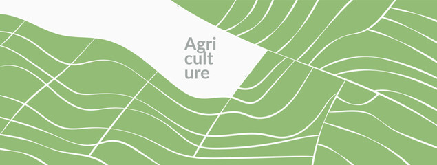 Abstract vector design of rice field, vineyard, crops across rural landscapes. Green eco-friendly collage with nature textures, woven pattern. Environmental brochure, presentation, corporate banner