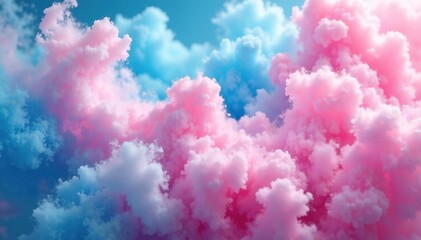 Fototapeta premium Giant fluffy cotton candy, pink and blue swirls, snack, event