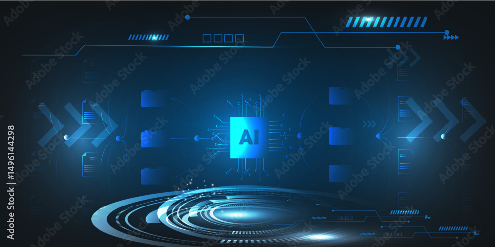 Aufkleber artificial intelligence processing large document management system concept, ai make business easy d