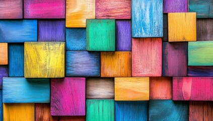 Colorful Wooden Block Texture Background