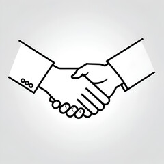 Elegant minimalist line art depicting a business handshake symbolizing agreement