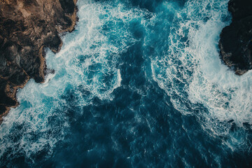 Obraz premium Dramatic Ocean Waves Crashing Against Rocky Coastline