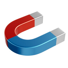 metal horseshoe U-shape magnet 3d icon illustration isolated png