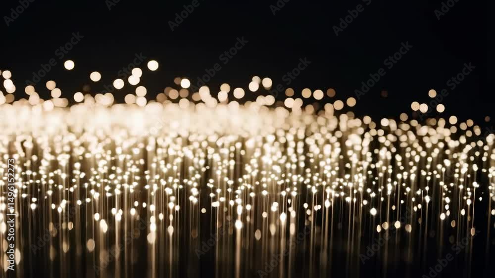 Poster abstract backdrop of twinkling small golden lights, a magical field of luminous particles floating i