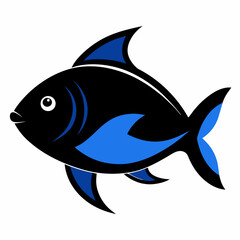 Obraz premium Blue fish silhouette vector illustration on white Background